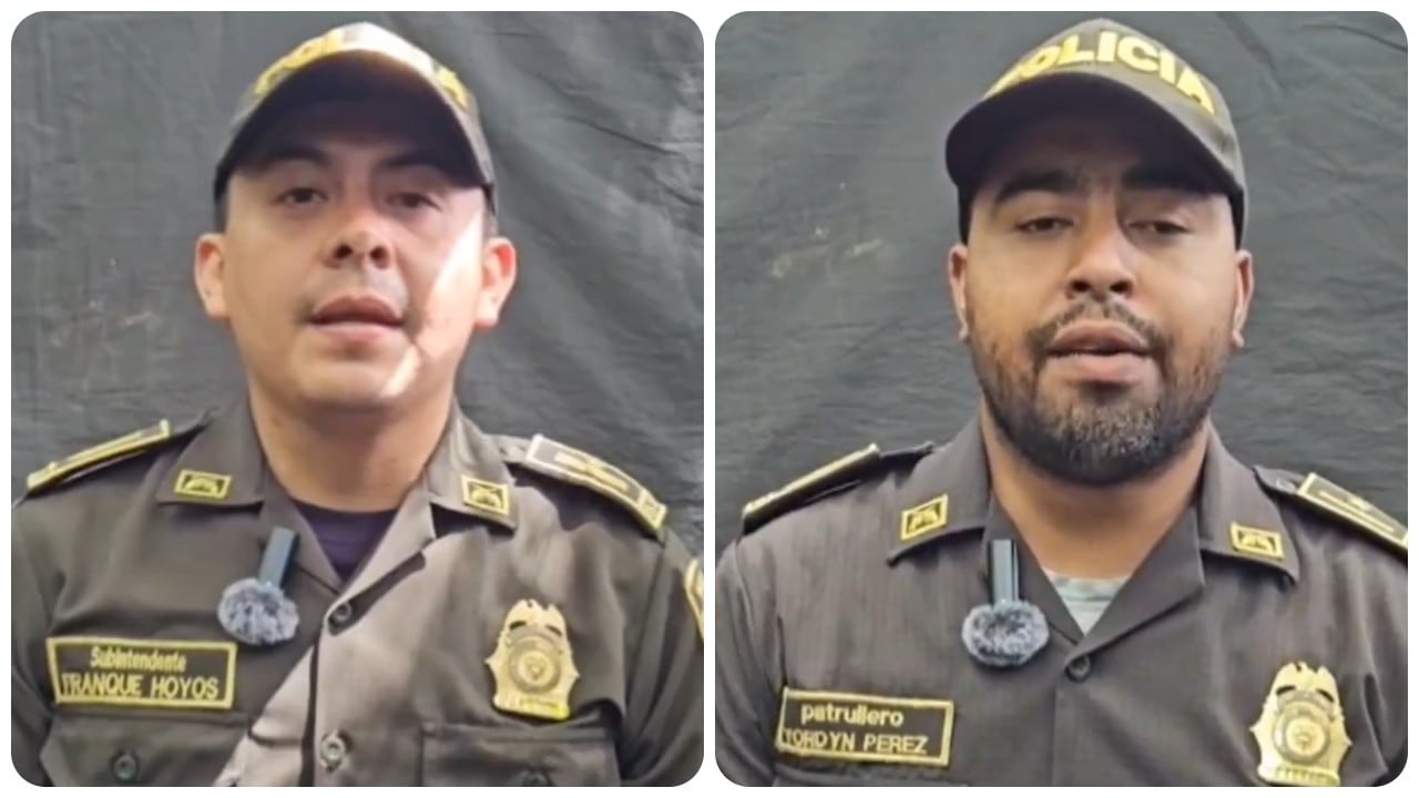 Los agentes de la Dijin Franque Esley Hoyos Murcia y Yordyn Fabián Pérez fueron secuestrados el 20 de julio.