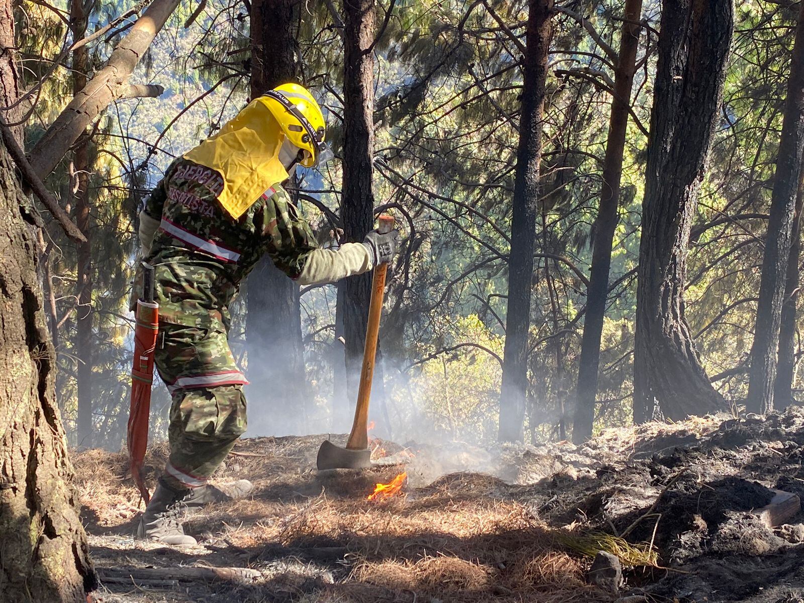 Incendio forestal en los cerros orientales  en Bogotá