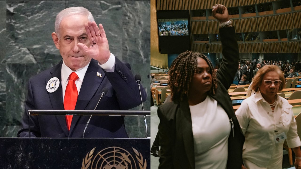 Benjamin Netanyahu y la delegación colombiana en la ONU, liderada por la vicepresidenta Francia Márquez.
