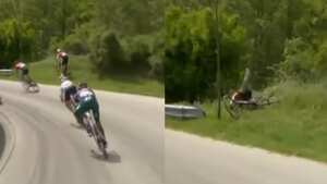 Davide Villella, corredor del Cofidis, iba en el grupo de fuga cuando se salió de la carretera