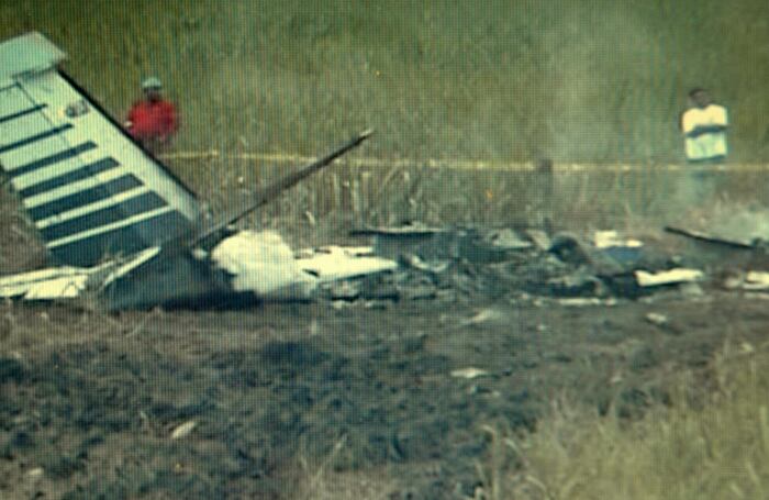 Diciembre 26 de 2008. Aeropuerto Santa Ana de Cartago. Siniestro de la avioneta bimotor HK 4242G. Cortesía canal local CNC