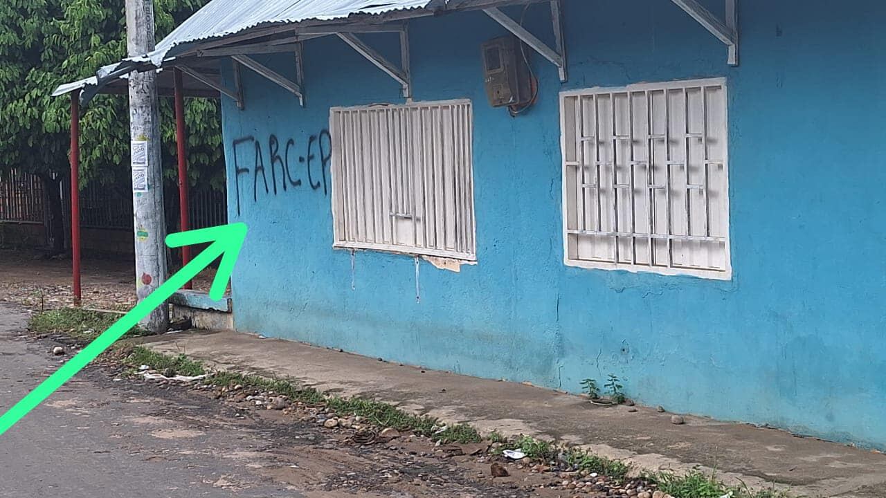 En las fachadas de las viviendas y comercios fueron pintados grafitis.