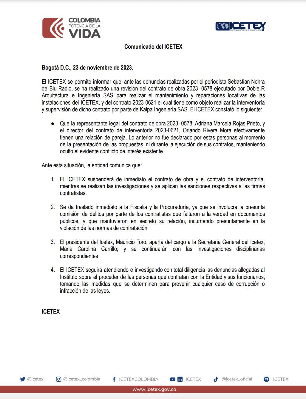 Toro le exigió la renuncia inmediata a la trabajadora involucrada, quien era su mano derecha.