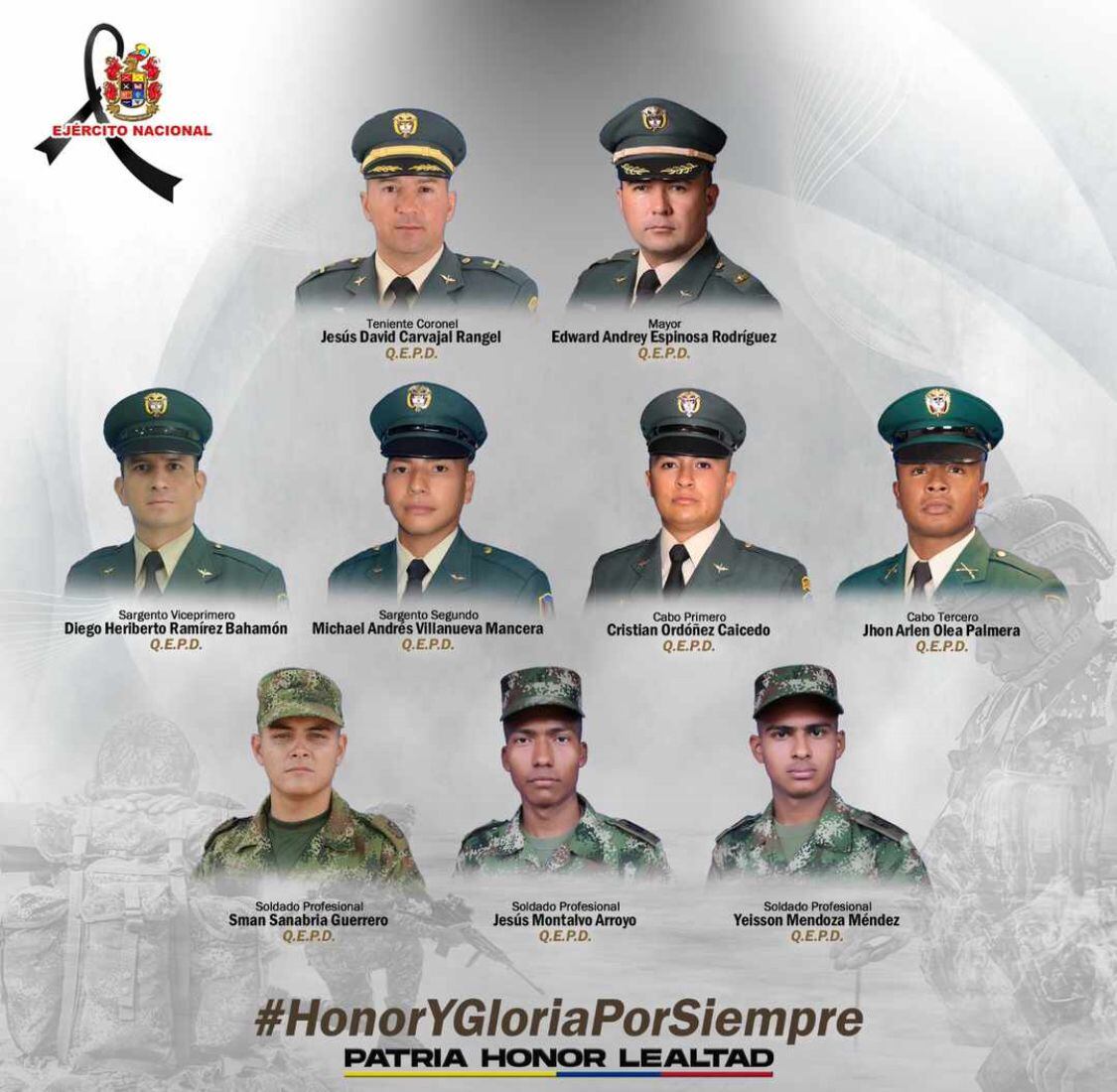Militares fallecidos en accidente de helicóptero.