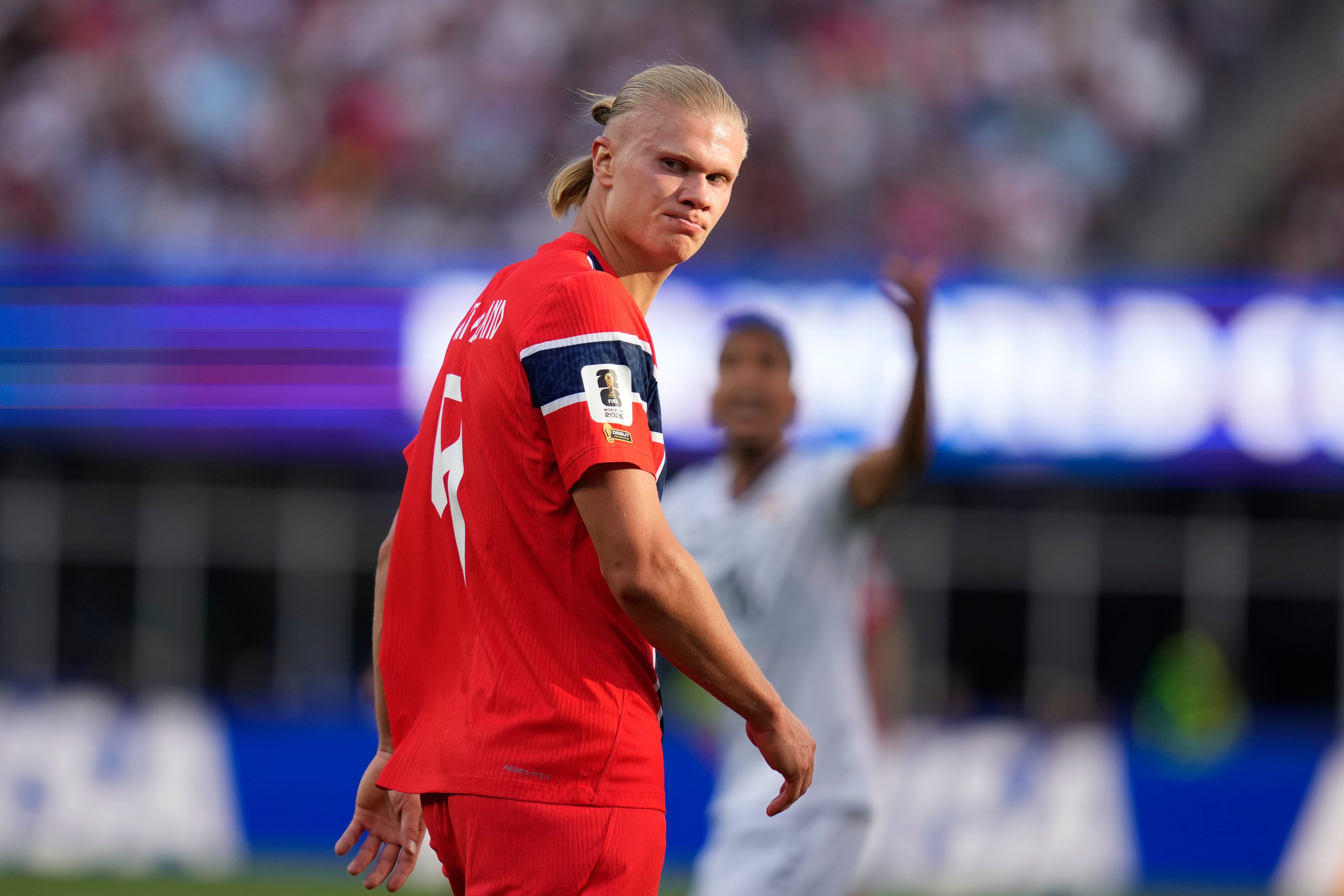 Erling Haaland, delantero de la Selección de Noruega y figura contra Irak.
