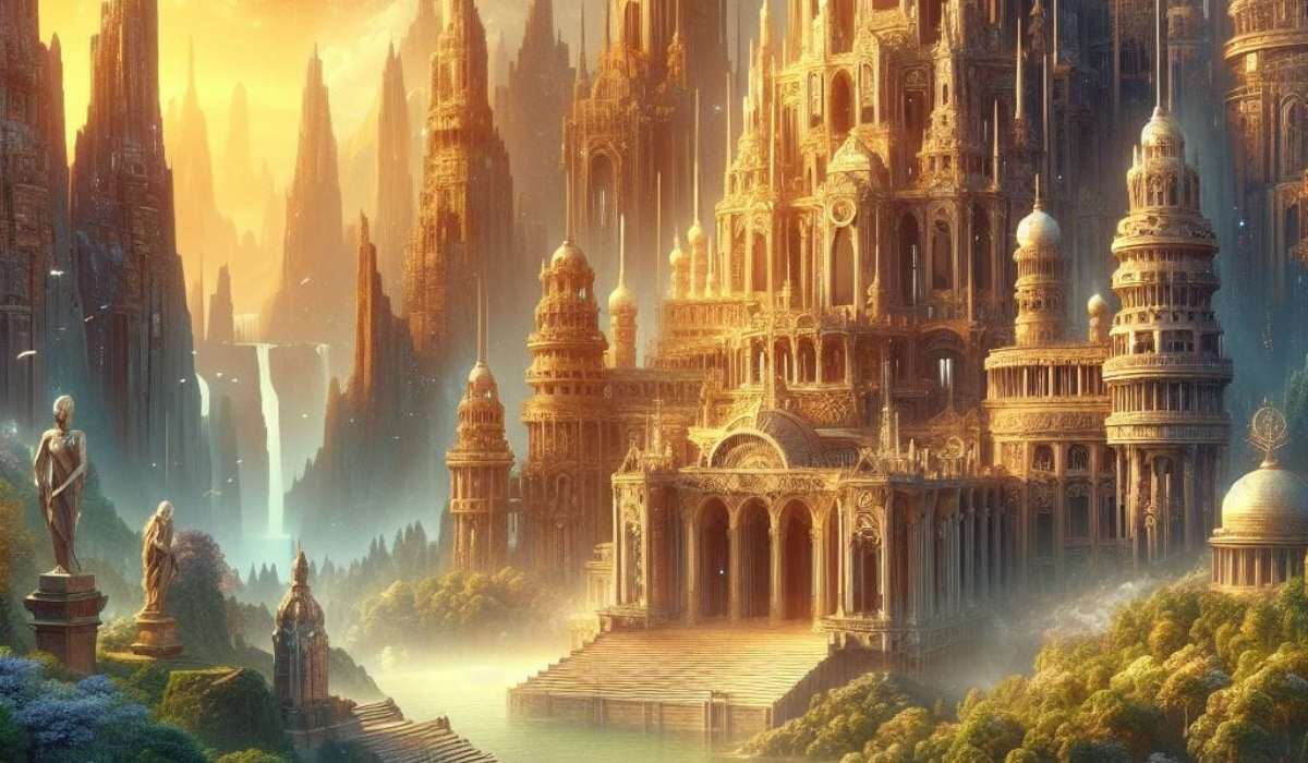 Ilustración creada con IA de una civilización antigua.