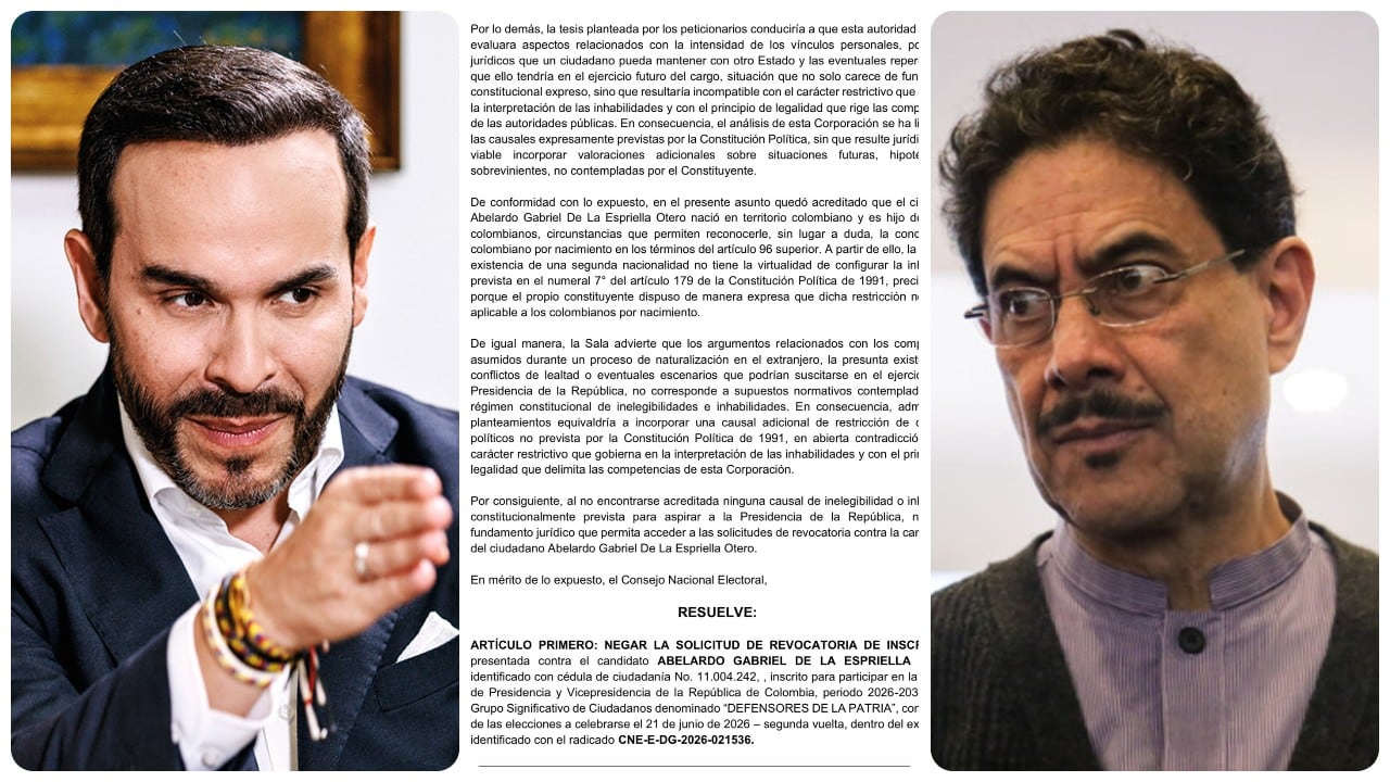 Abelardo De La Espriella, resolución del CNE e Iván Cepeda.
