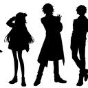 Full body silhouette illustration of cartoon-style character