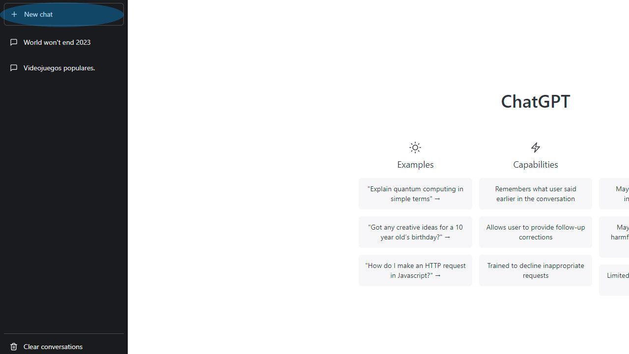 Para generar una conversación con la inteligencia artificial, solo se debe usar la opción 'new chat'.