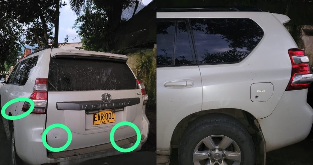 Camioneta atacada con tiros de fusil