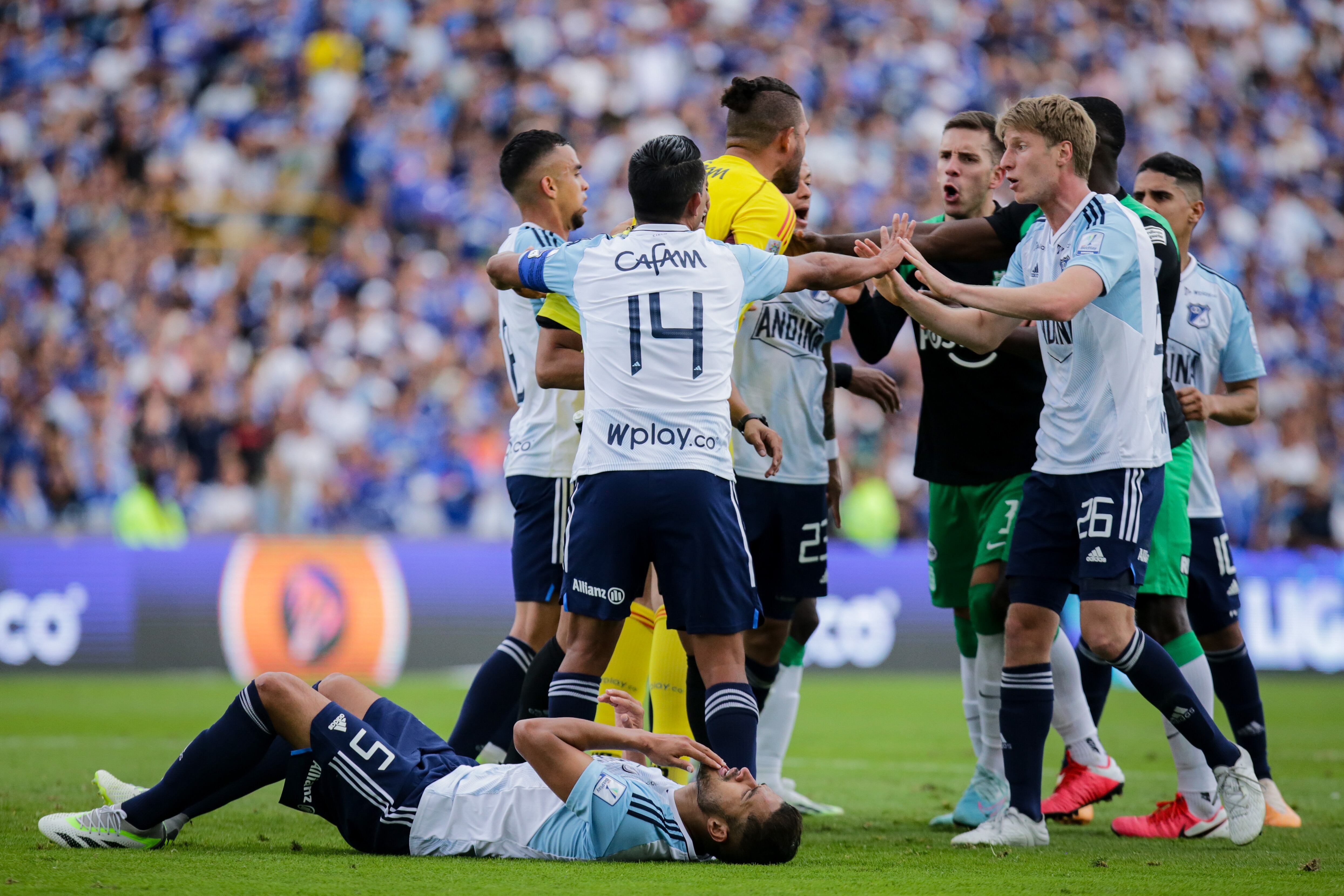 Bogotá. Agosto 27 de 2023. Millonarios FC enfrenta a Atlético Nacional en juego válido por la fecha 8 de la liga BetPlay II 2023, en el estadio Nemesio Camacho El Campín. (Colprensa - Mariano Vimos)