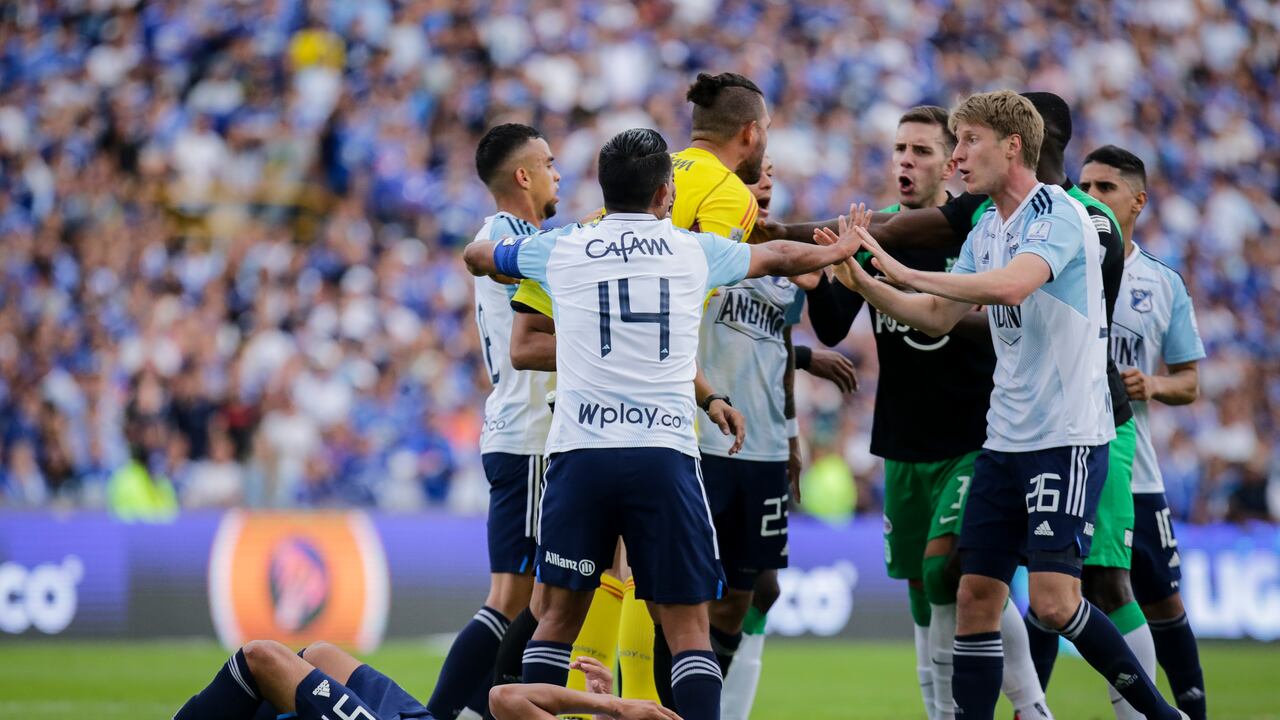 Bogotá. Agosto 27 de 2023. Millonarios FC enfrenta a Atlético Nacional en juego válido por la fecha 8 de la liga BetPlay II 2023, en el estadio Nemesio Camacho El Campín. (Colprensa - Mariano Vimos)