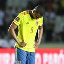 PUERTO ORDAZ, VENEZUELA - MARCH 29: Harold Preciado of Colombia reacts to knowing that his team is out of the world cup after the FIFA World Cup Qatar 2022 qualification match between Venezuela and Colombia at Estadio Cachamay on March 29, 2022 in Puerto Ordaz, Venezuela. (Photo by Edilzon Gamez/Getty Images)