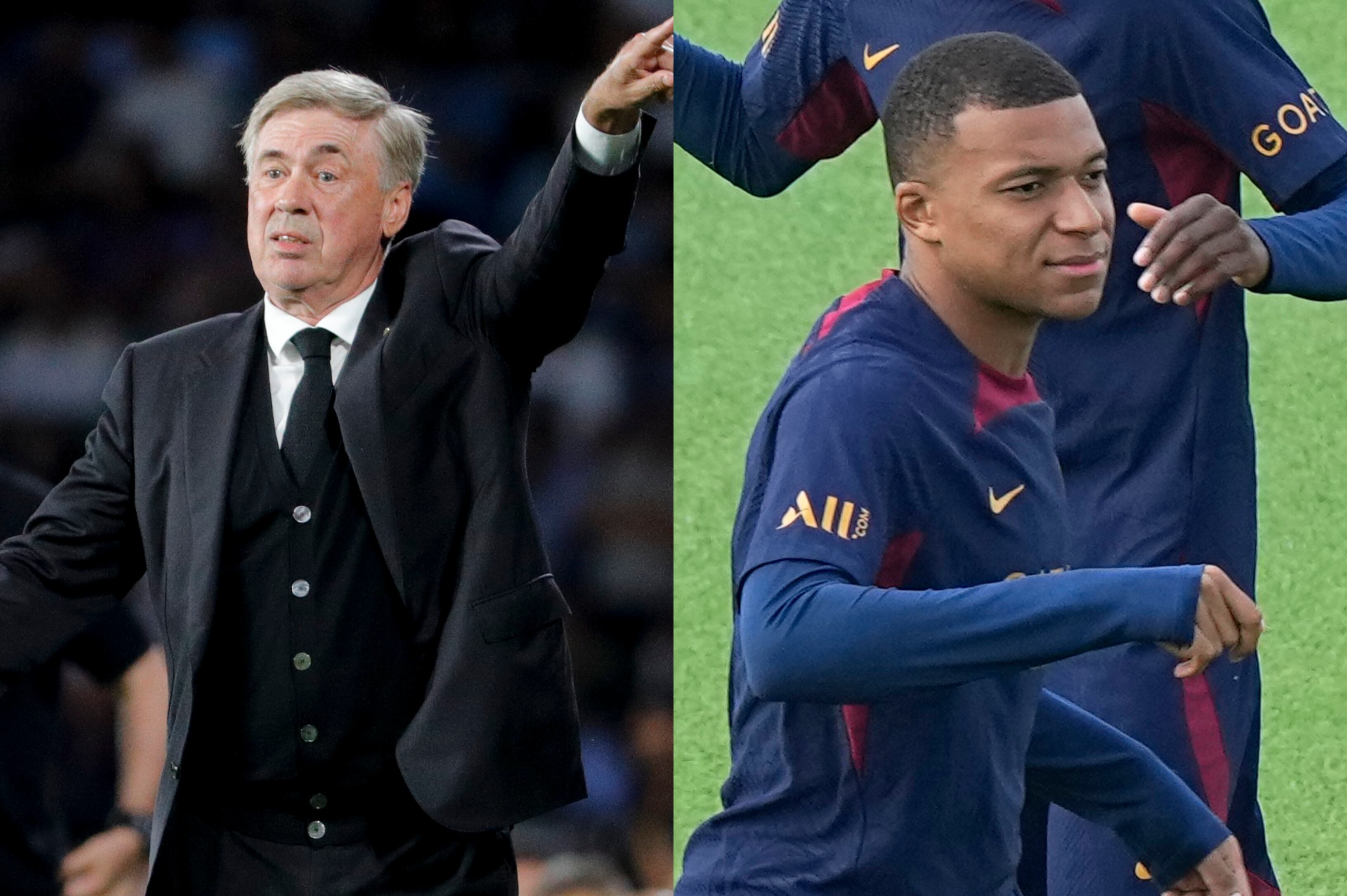 Carlo Ancelotti y Kylian Mbappé.