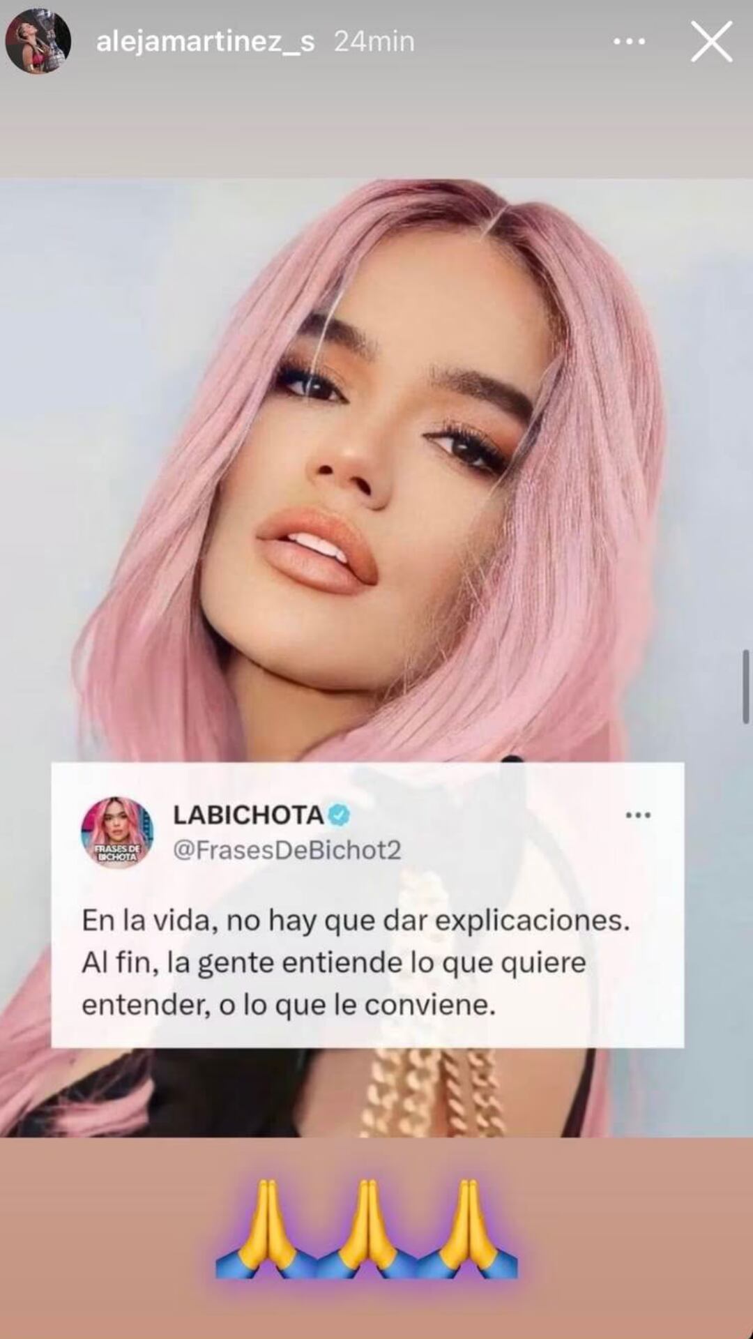 Captura de pantalla de la historia que compartió 'Aleja'