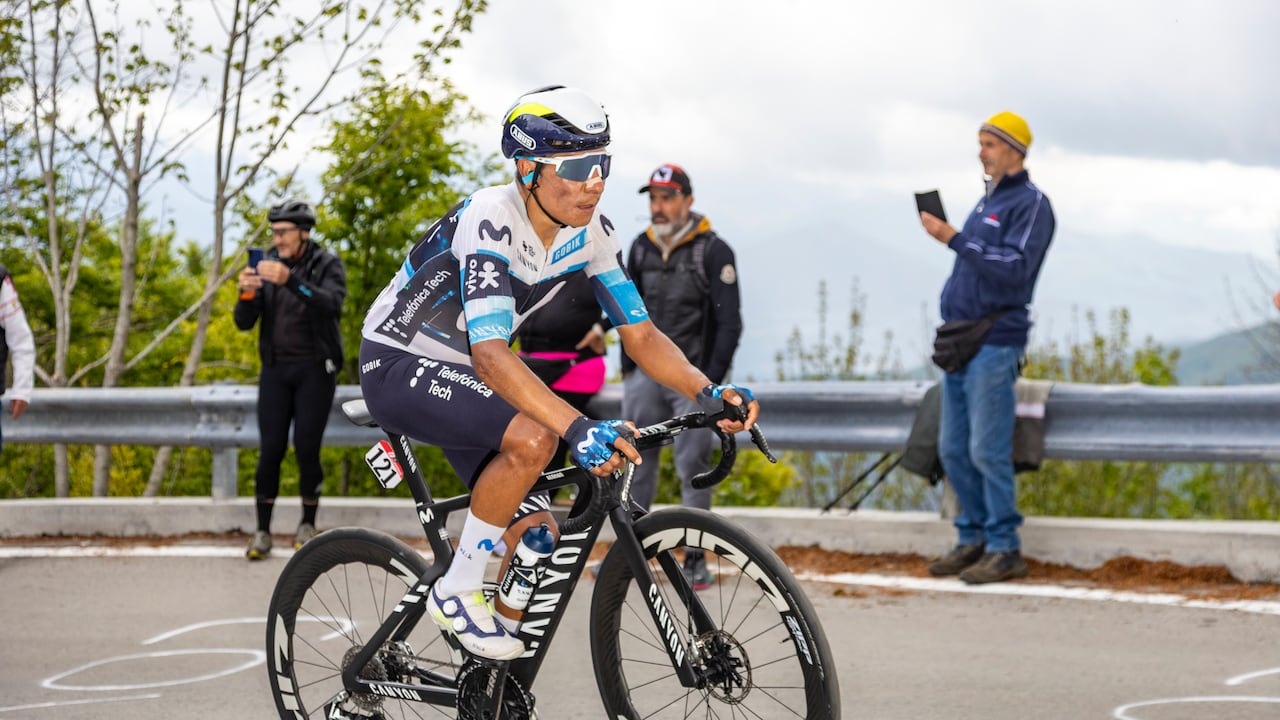 Nairo Quintana participates in the 11th stage of the 108th Giro d'Italia cycling race, covering 186 km from Viareggio to Castelnovo ne' Monti in Italy, on May 21, 2025. (Photo by Paolo Giuliani/NurPhoto via Getty Images)