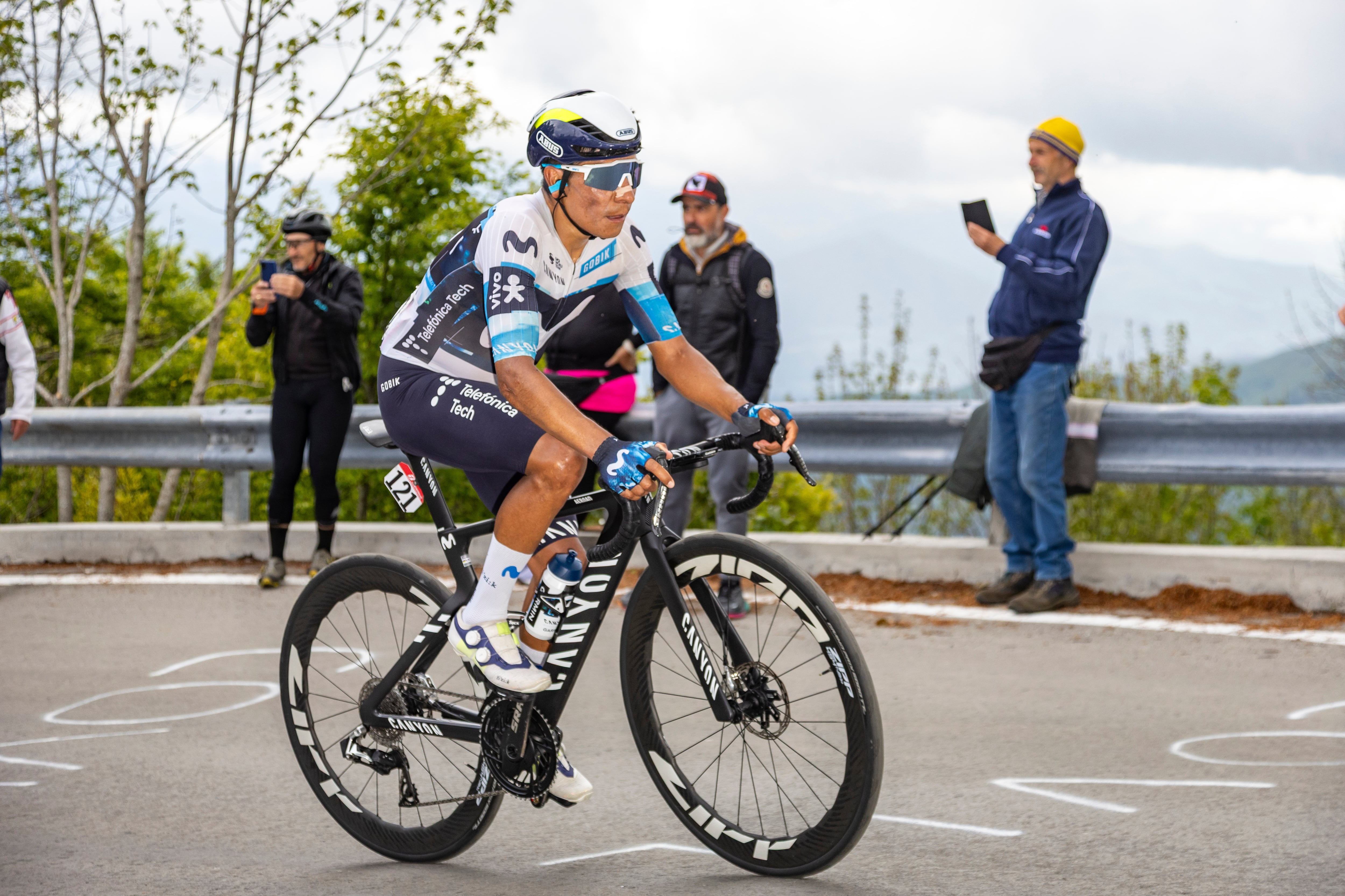 Nairo Quintana participates in the 11th stage of the 108th Giro d'Italia cycling race, covering 186 km from Viareggio to Castelnovo ne' Monti in Italy, on May 21, 2025. (Photo by Paolo Giuliani/NurPhoto via Getty Images)