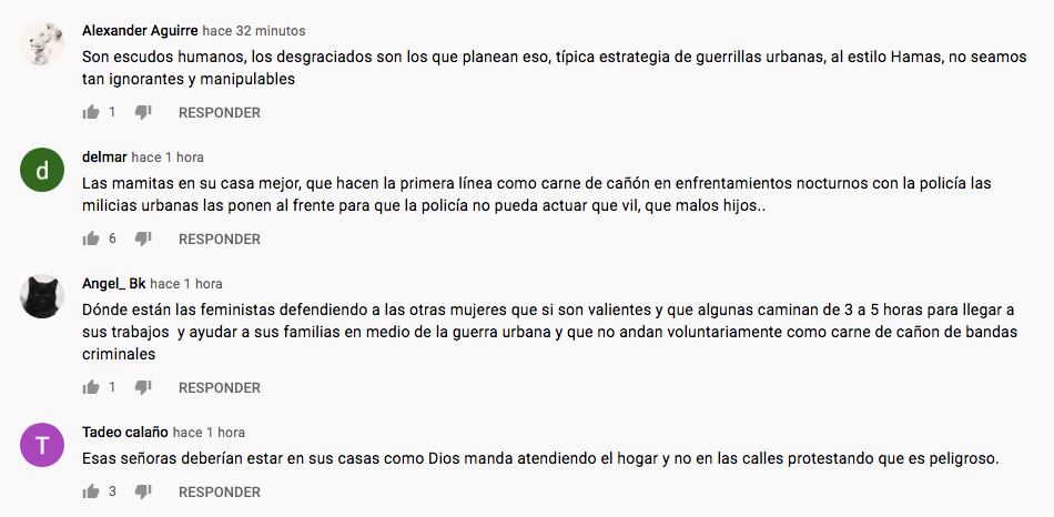 Algunas de las críticas lanzadas contra las mamás de la "Primera línea" en redes sociales.