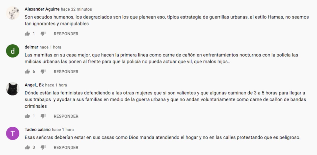 Algunas de las críticas lanzadas contra las mamás de la "Primera línea" en redes sociales.