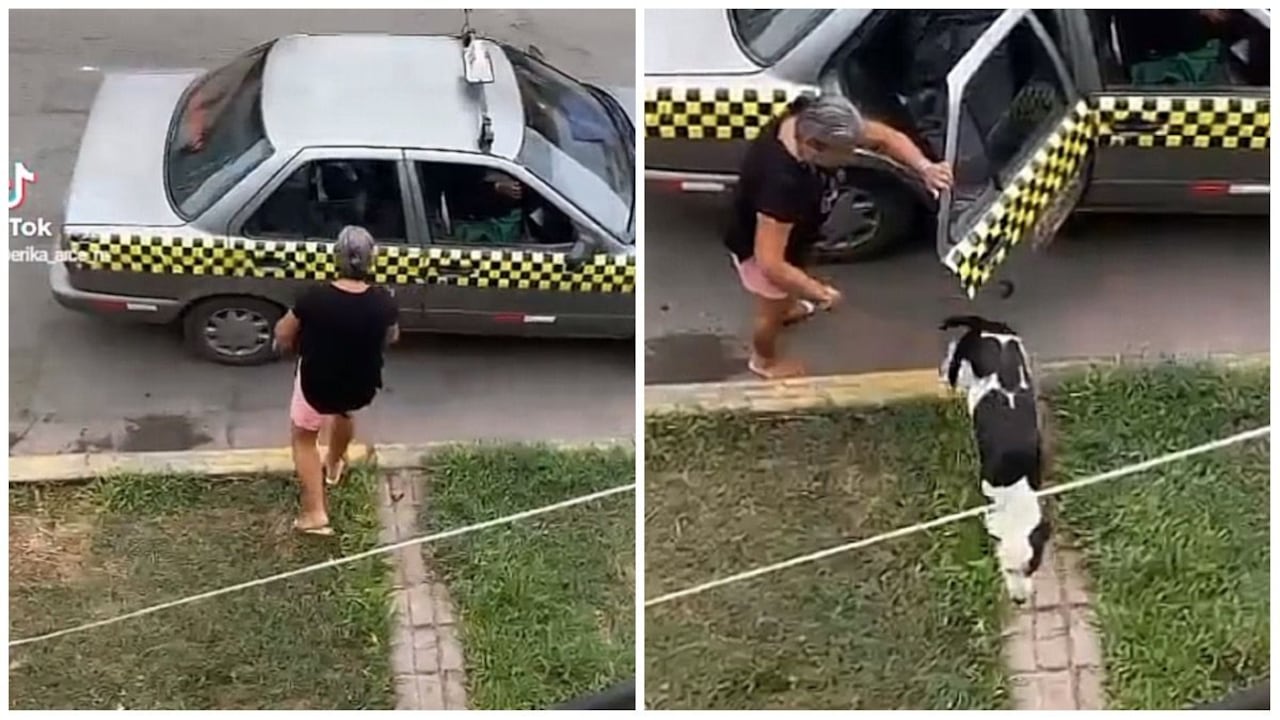 En el primer piso se encontraba su mamá esperando a que llegara el taxi con Vaca, al llegar el vehículo, la preocupada mujer la recibe con un fuerte regaño.