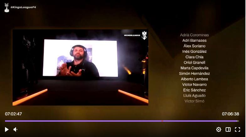 Clara Chía aparece en los créditos de la Kings League por encima de muchos trabajadores