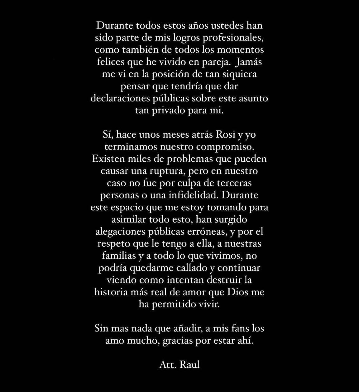 A través de una publicación, Rauw Alejandro confirmó su ruptura con Rosalía.