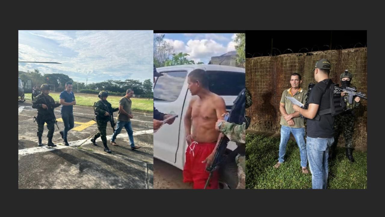 Cuatro de los cinco extorsionistas del ELN que fueron capturados por el Gaula Militar.