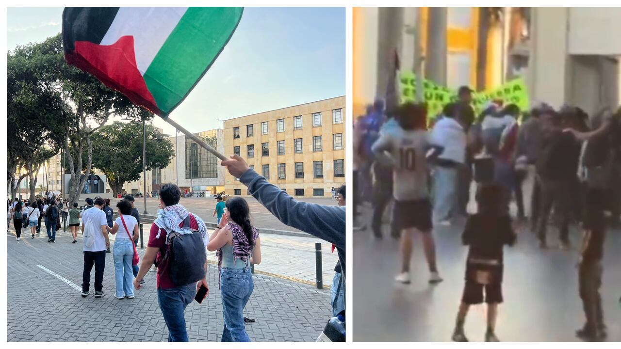 Un grupo de encapuchados pintó frases en el edificio de la Alcaldía de Bucaramanga, mientras que otras personas protestaron pacíficamente.