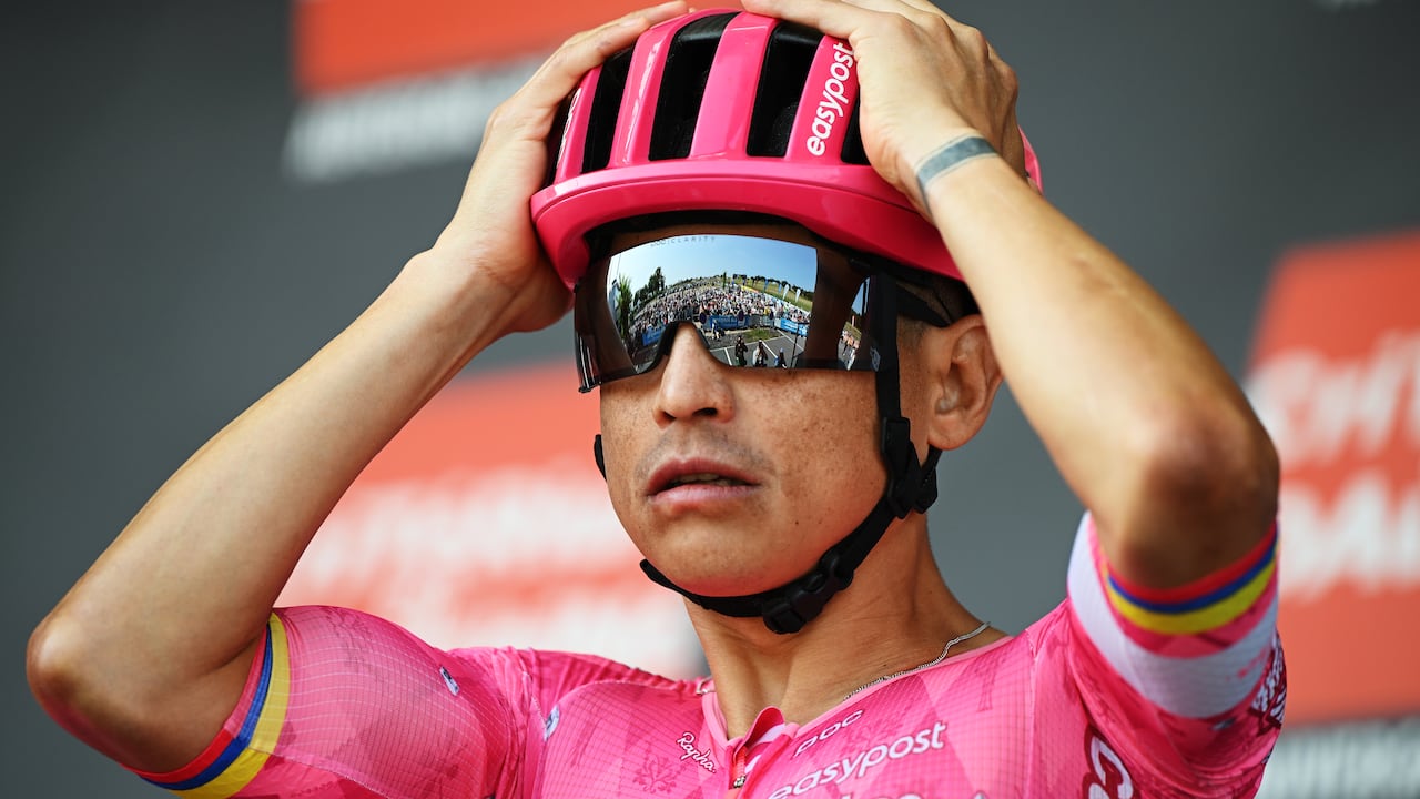 ISSOIRE, FRANCE - JUNE 09: Esteban Chaves of Colombia and Team EF Education - EasyPost prior to the 77th Criterium du Dauphine 2025, Stage 2 a 204.6km stage from Premilhat to Issoire / #UCIWT / on June 09, 2025 in Issoire, France. (Photo by Dario Belingheri/Getty Images)