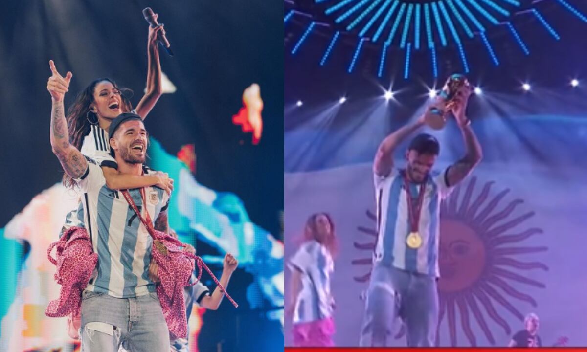 De Paul y Tini. Foto: Instagram Rodrigo de Paul (rodridepaul)//Captura de pantalla Twitter SportsCenter (@SC_ESPN).