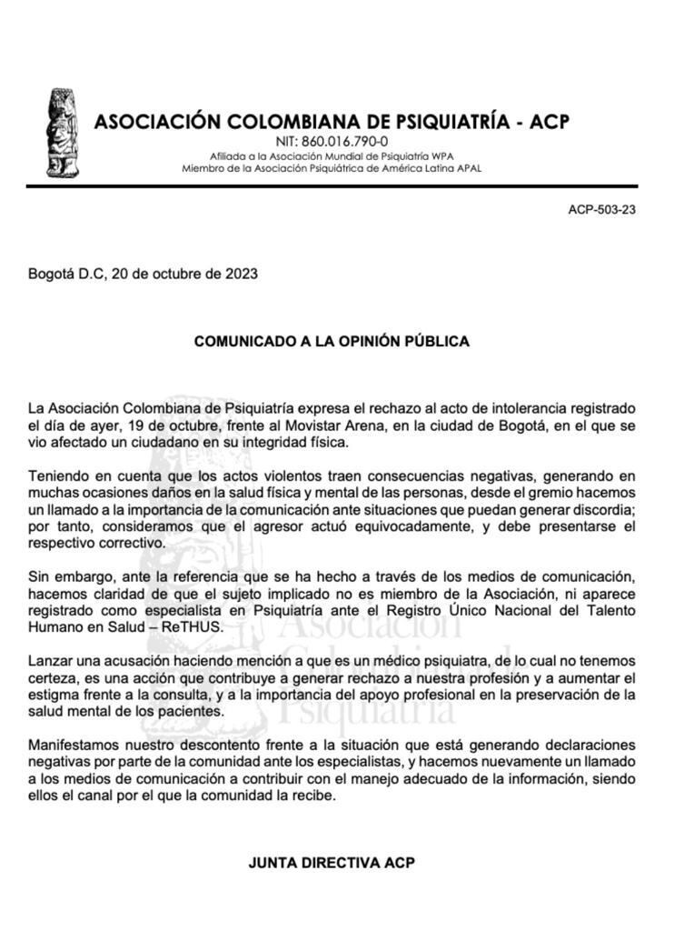 La Asociación recalcó que el sujeto no hace parte de este gremio.