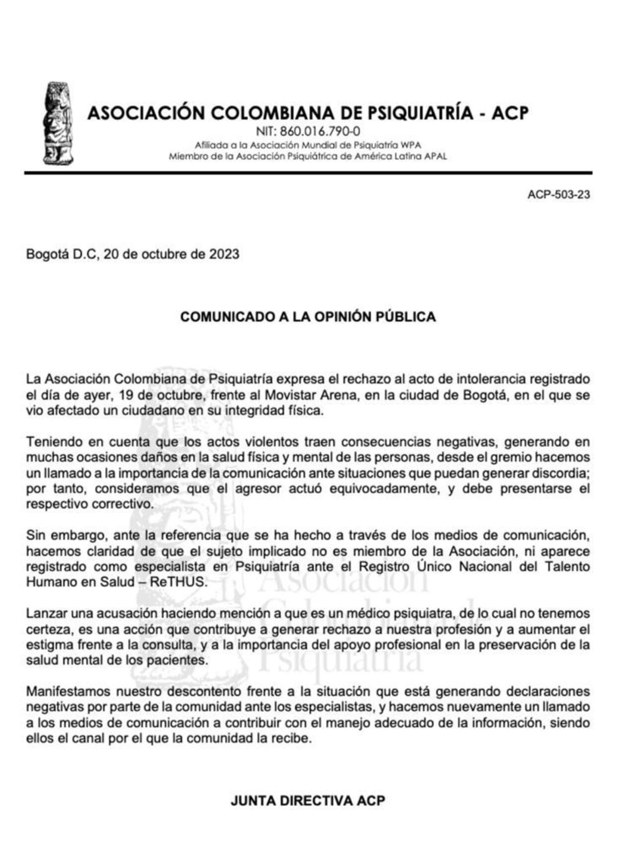 La Asociación recalcó que el sujeto no hace parte de este gremio.