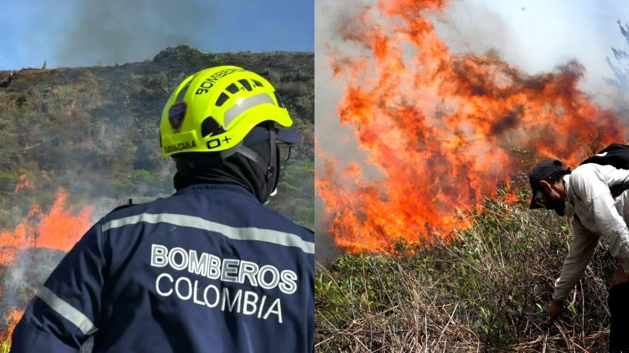 Organismos de emergencia atienden el impresionante incendio forestal en Villa de Leyva.