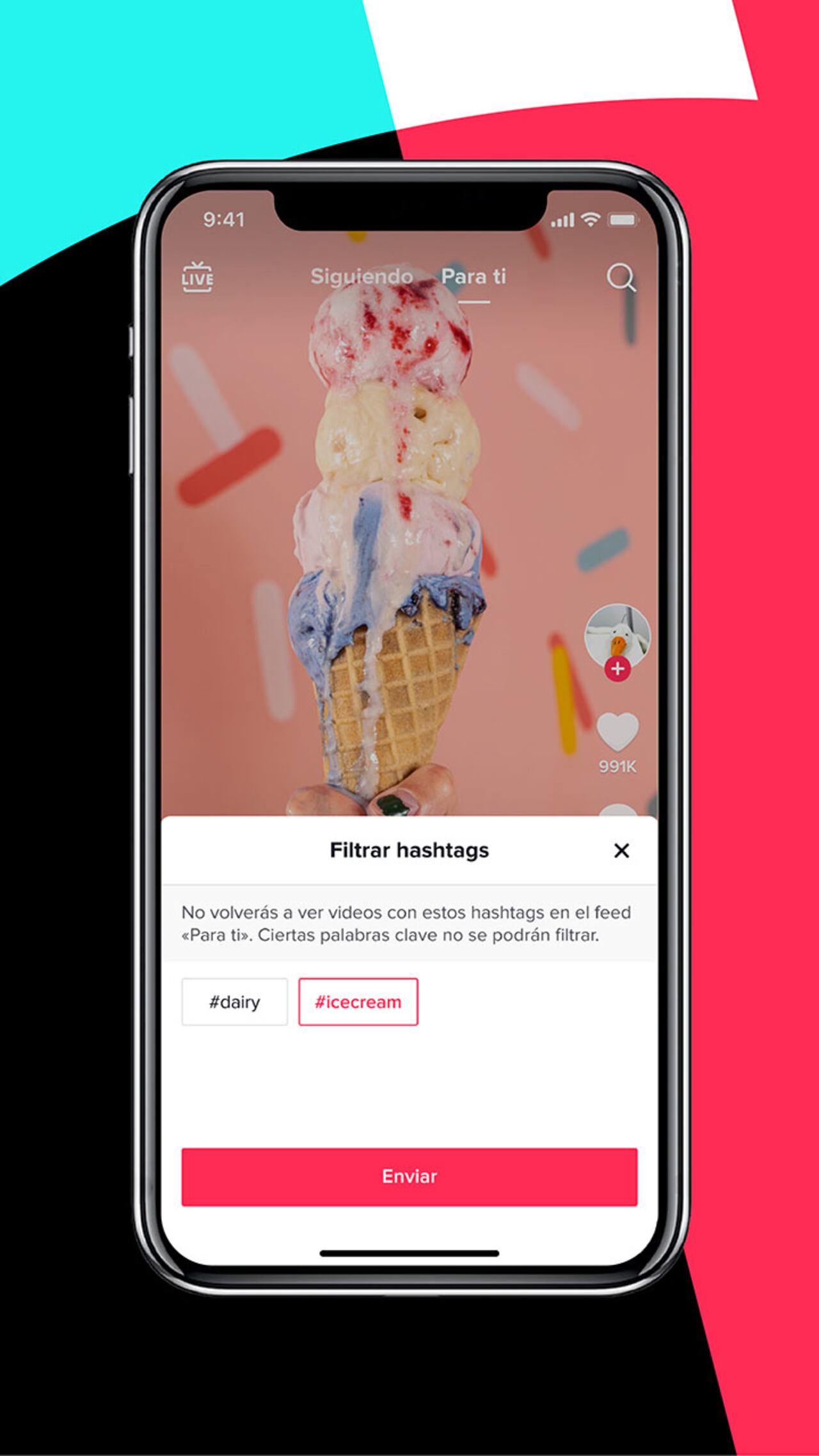 TikTok permite filtrar los contenidos que aparecen en la app.
