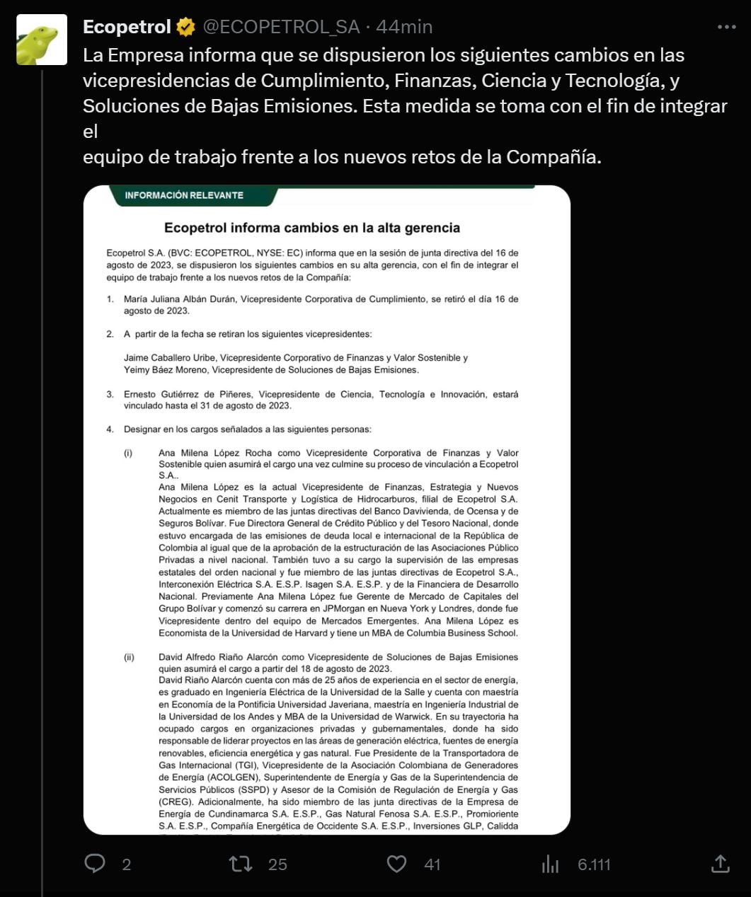 Anuncio Ecopetrol 17 de Agosto