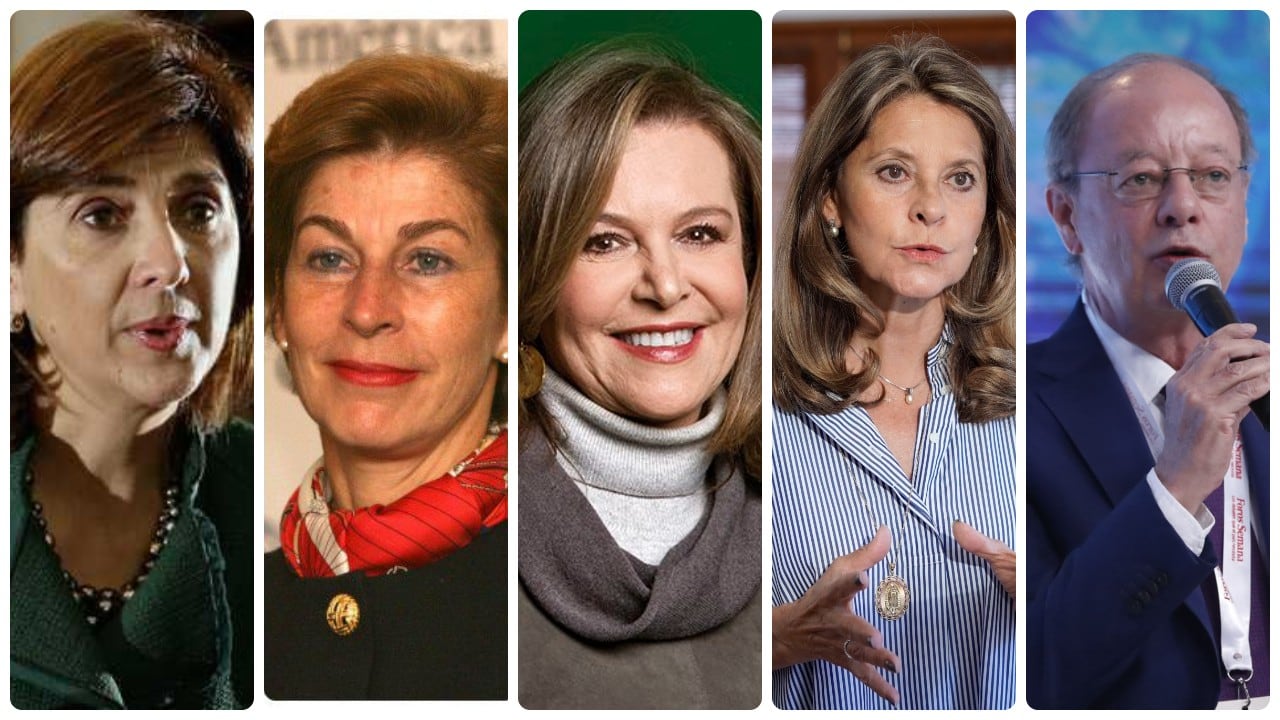 María Ángela Holguín, Carolina Barco, Noemí Sanín, Marta Lucía Ramírez y Gabriel Silva.