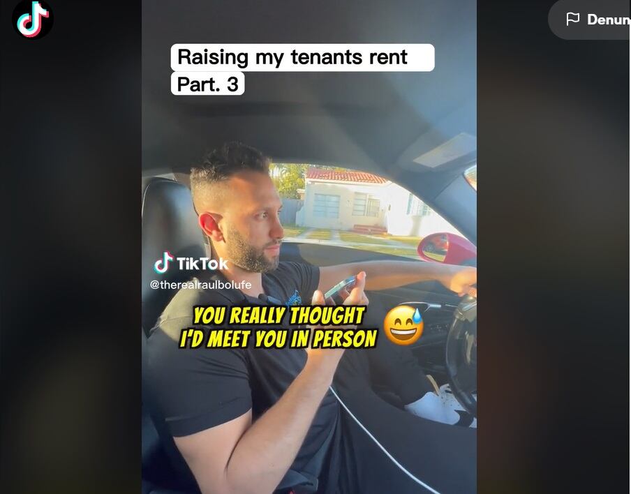 Imágenes de Raúl Bolufe hablando con su inquilina.