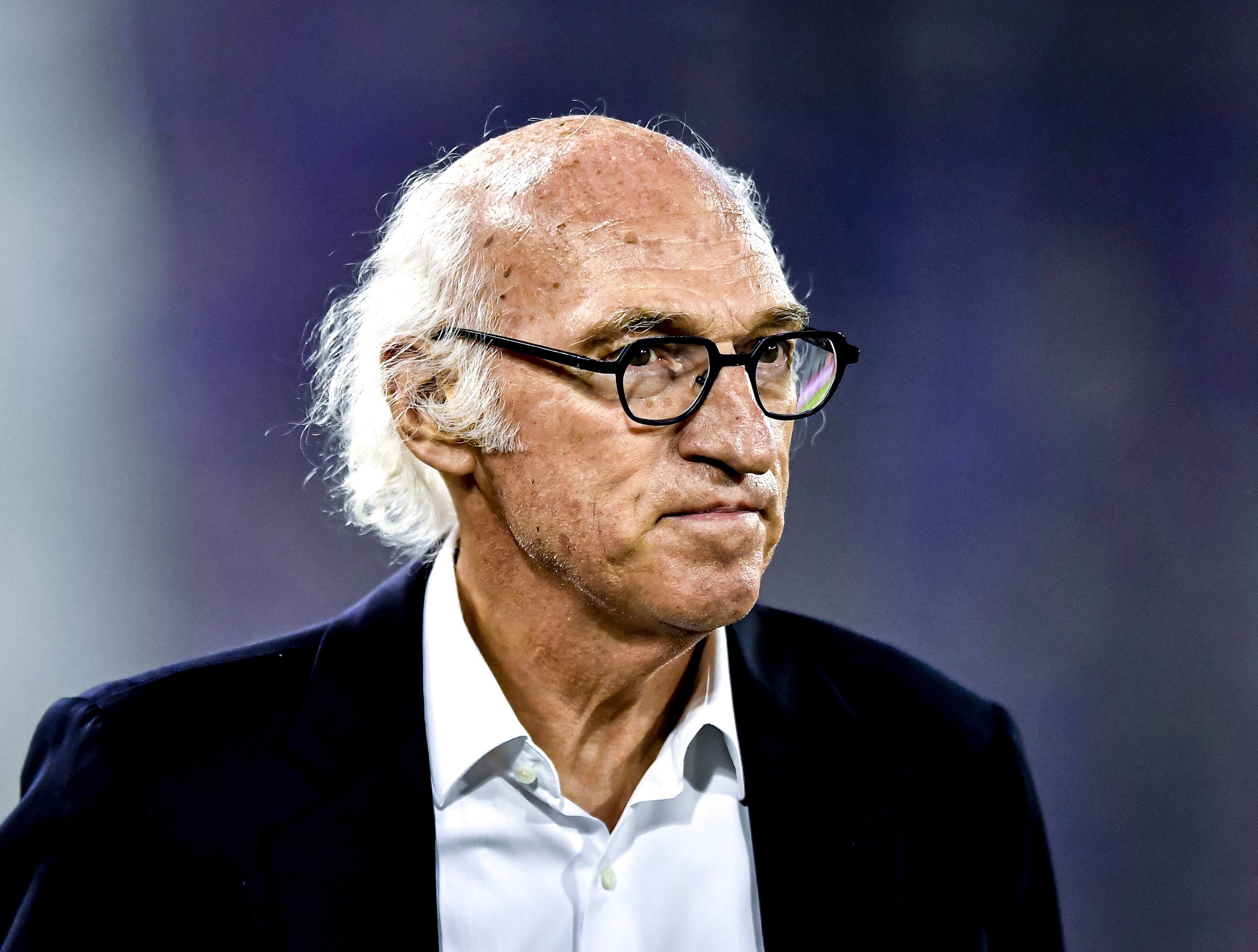 BUENOS AIRES, ARGENTINA - JANUARY 30:  Former Velez Sarsfield player and former coach of Carlos Bianchi looks on during a tribute in a match between Velez Sarsfield and Independiente as part of group A of Copa de la Liga Profesional 2024 at Jose Amalfitani Stadium on January 30, 2024 in Buenos Aires, Argentina. Under the guidance of Bianchi, Velez Sarsfield was international champion three times: Copa Libertadores de América and Copa Europeo-Sudamericana in 1994, and Copa Interamericana in 1996. (Photo by Marcelo Endelli/Getty Images)