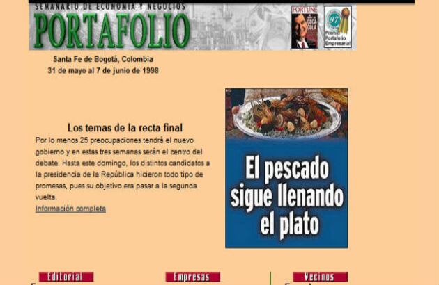 En 1998, Portafolio era un semanario y no competía con noticias día a día ni minuto a minuto.