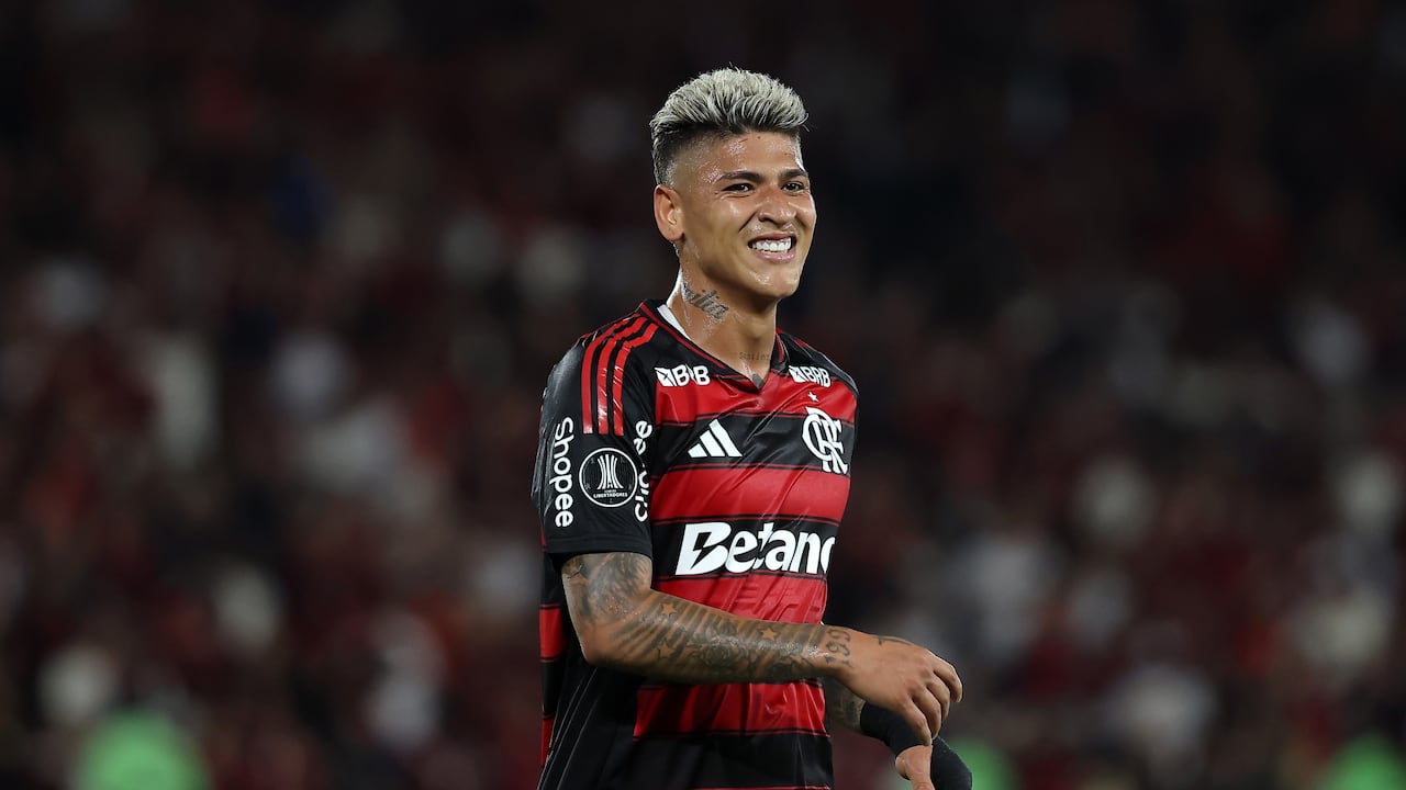 Jorge Carrascal sonriente por darle el triunfo a Flamengo en Copa Libertadores.