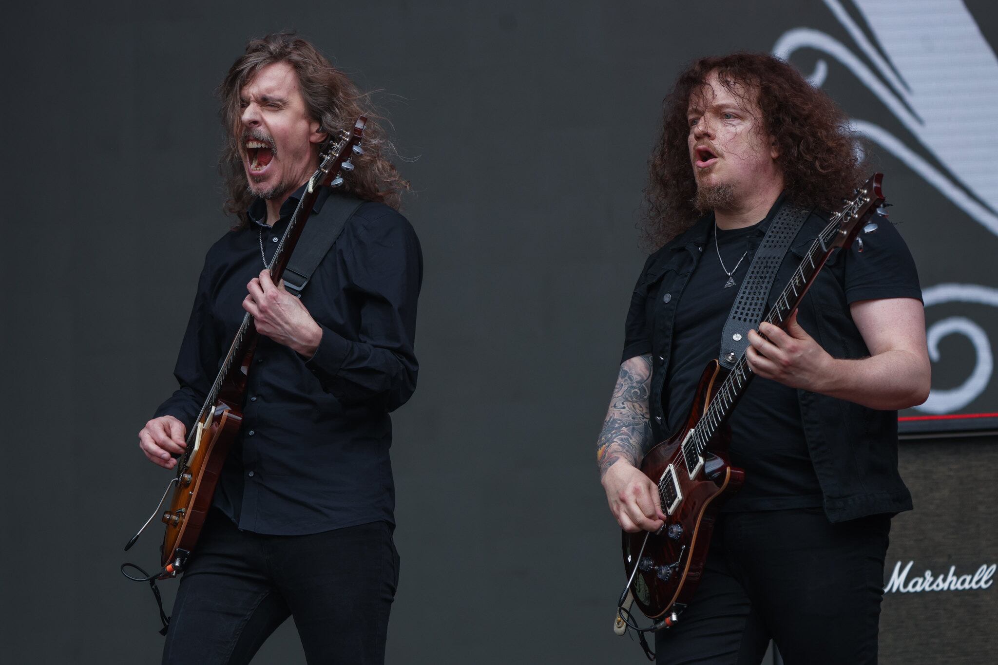 Mikael Åkerfeldt y Fredrik Åkesson de Opeth, una banda increíble que alimenta el cartel de Monsters of Rock en Bogotá.