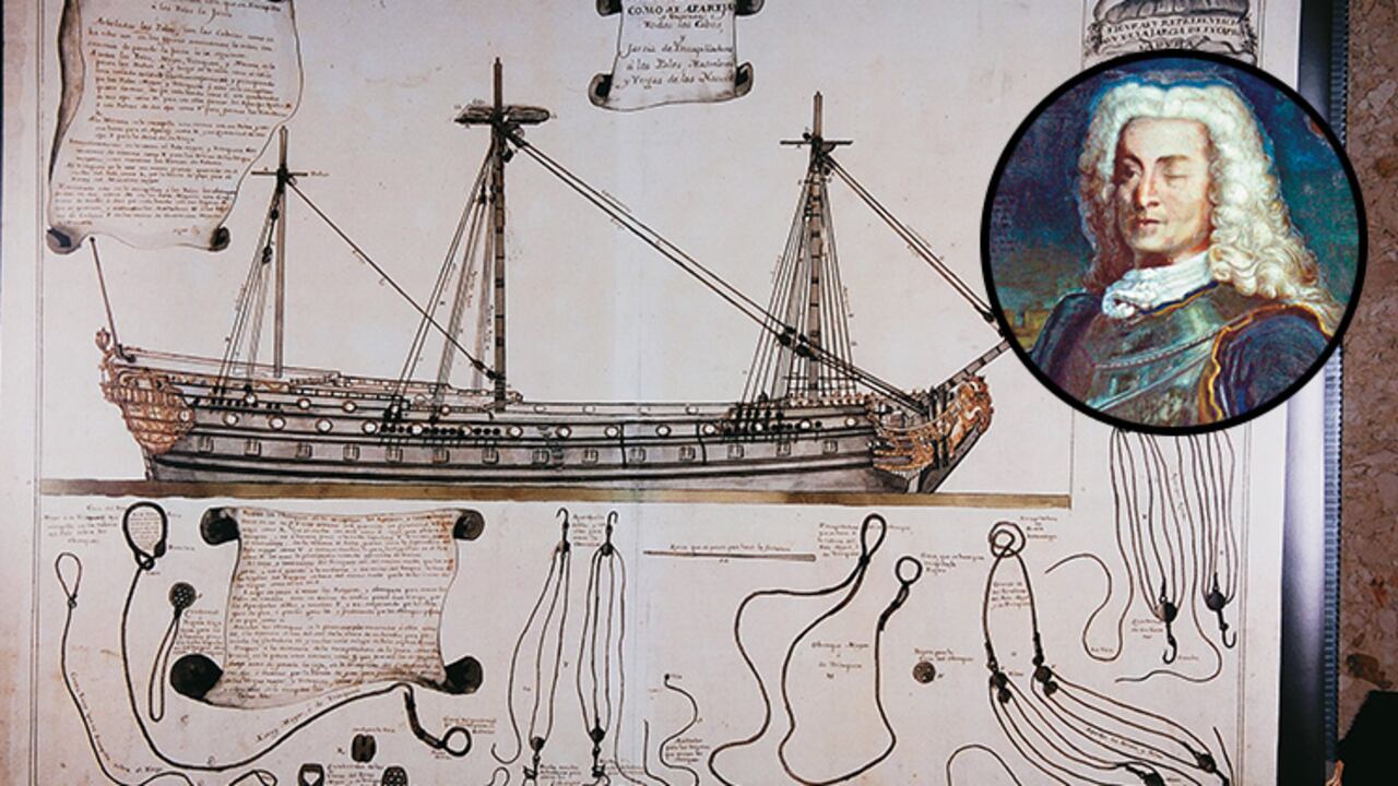 Plano de una de las embarcaciones del siglo XVIII que Blas de Lezo mandó a hundir para impedir la invasión británica a Cartagena en 1741.