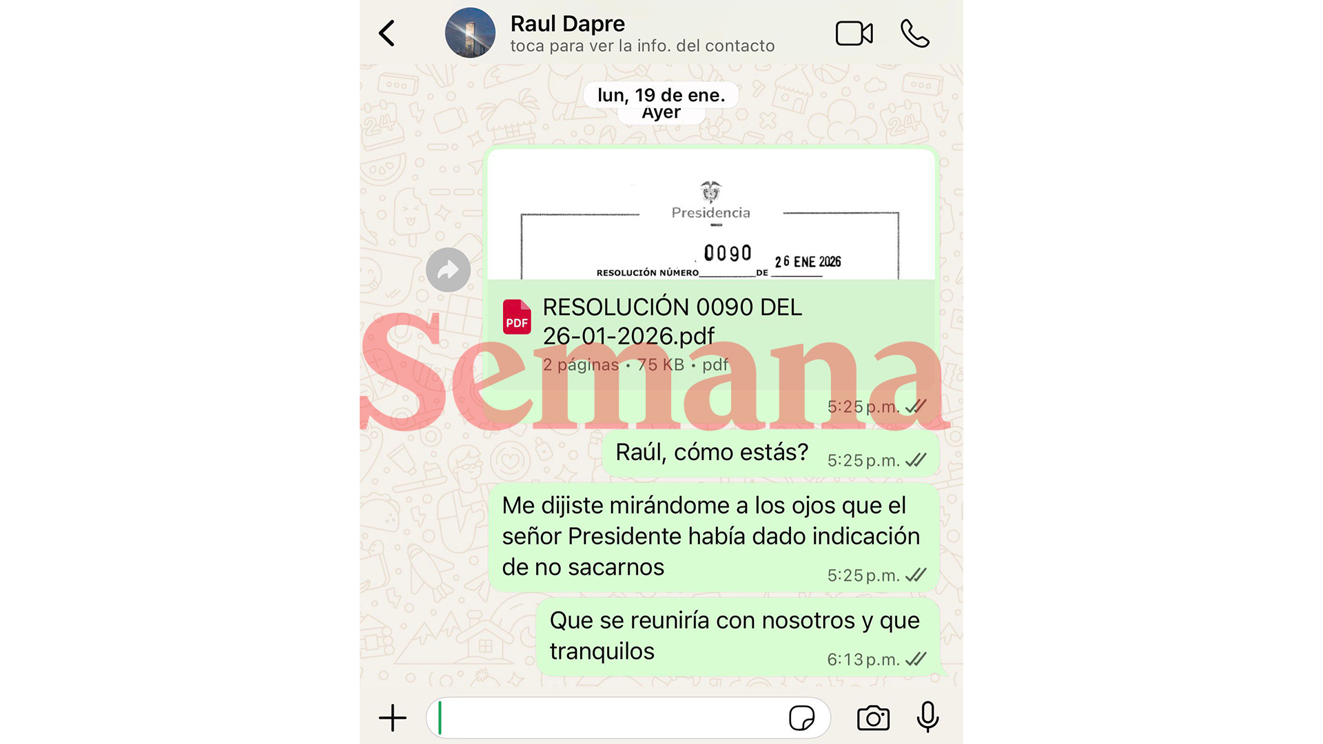 Chat de la polémica por despidos masivos en la Casa de Nariño