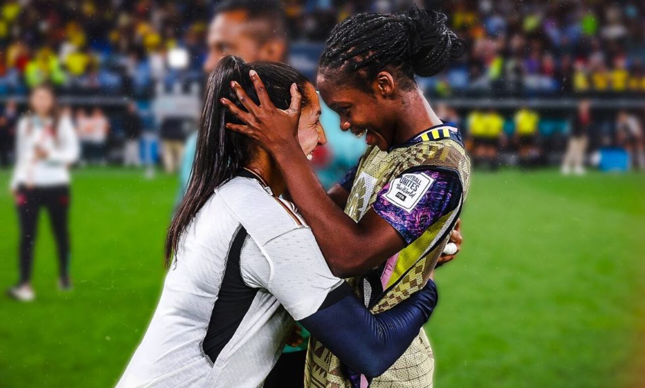 Manuela Vanegas y Linda Caicedo, autoras de los goles que le dieron el triunfo a Colombia frente a Alemania.