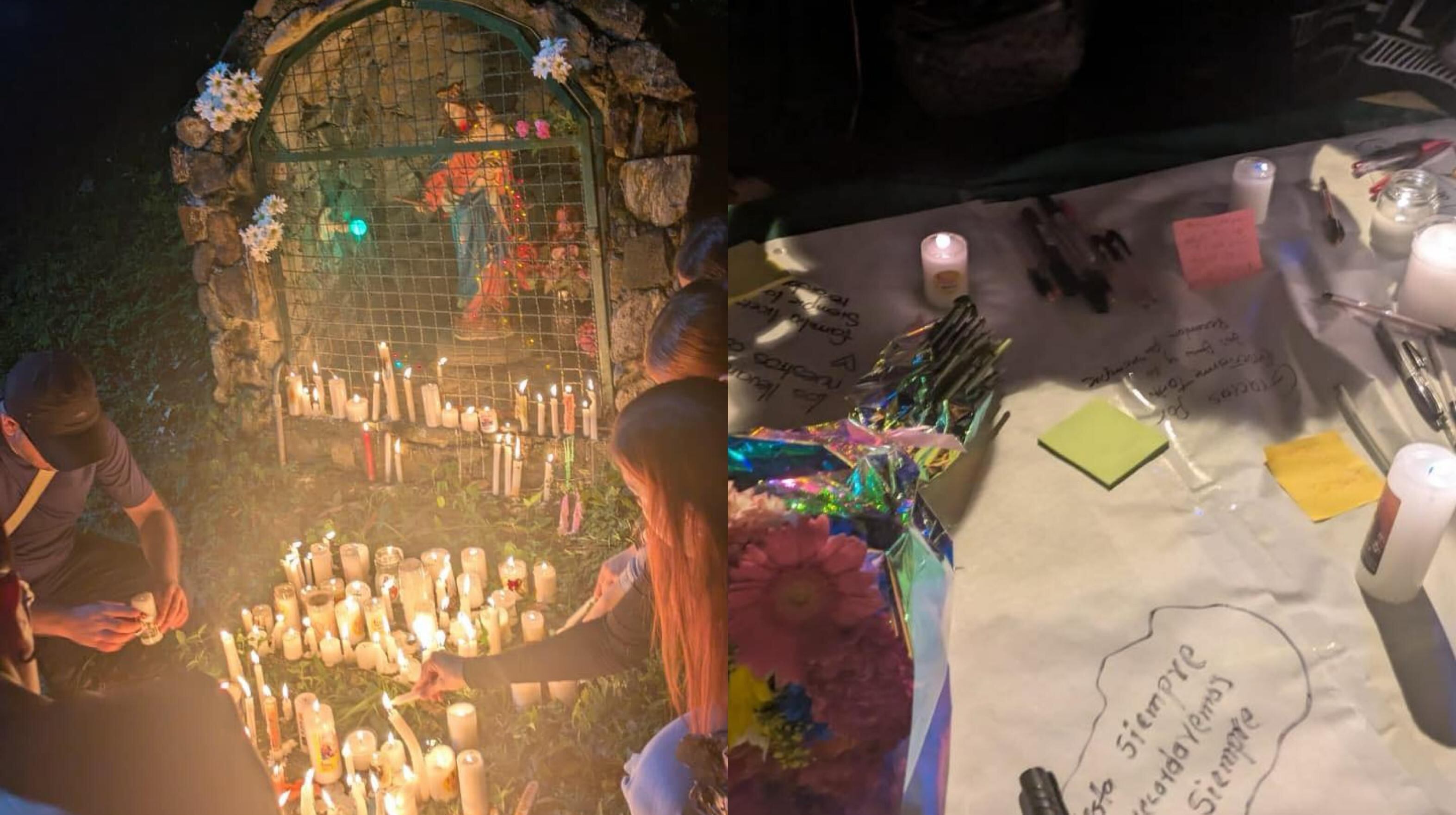 La comunidad educativa se reunieron en las instalaciones de la institución para hacer una velatón.