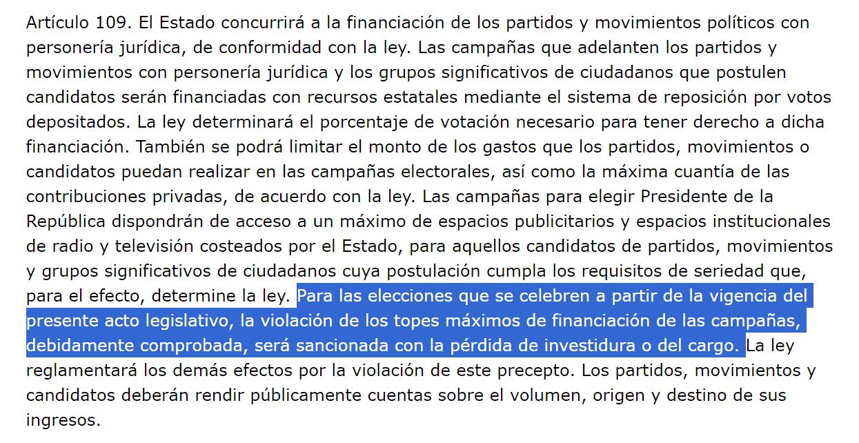 Artículo 109 de la Constitución