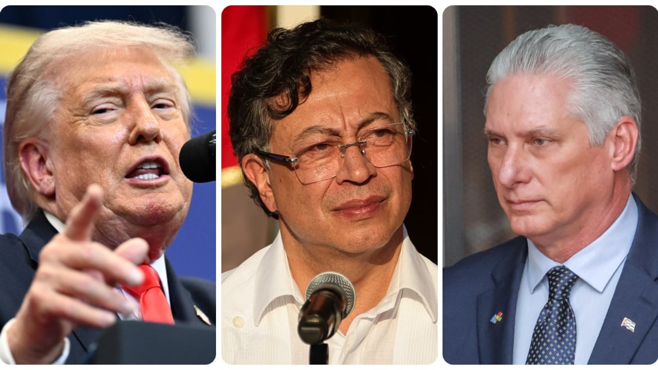 Donald Trump, Gustavo Petro y Miguel Díaz-Canel.