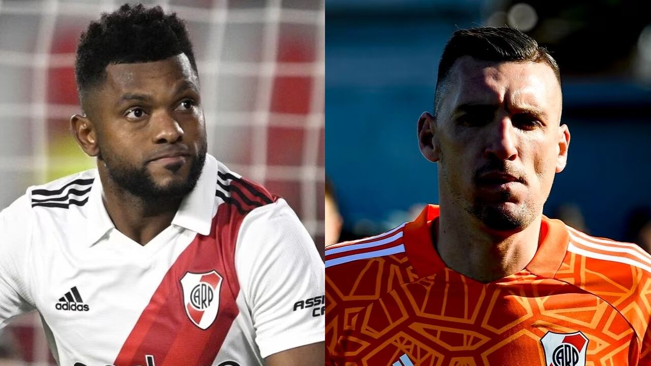 Miguel Ángel Borja y Franco Armani, jugadores de River Plate.