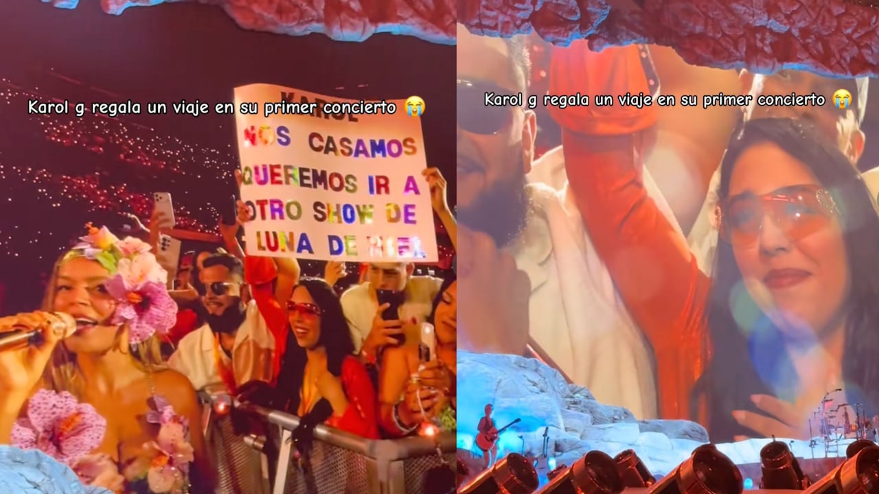 Karol G regaló viaje de luna de miel a pareja de enamorados durante su primer concierto del 'Tropitour'.