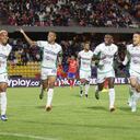 Deportivo Cali celebrando su gol en la capital nariñense